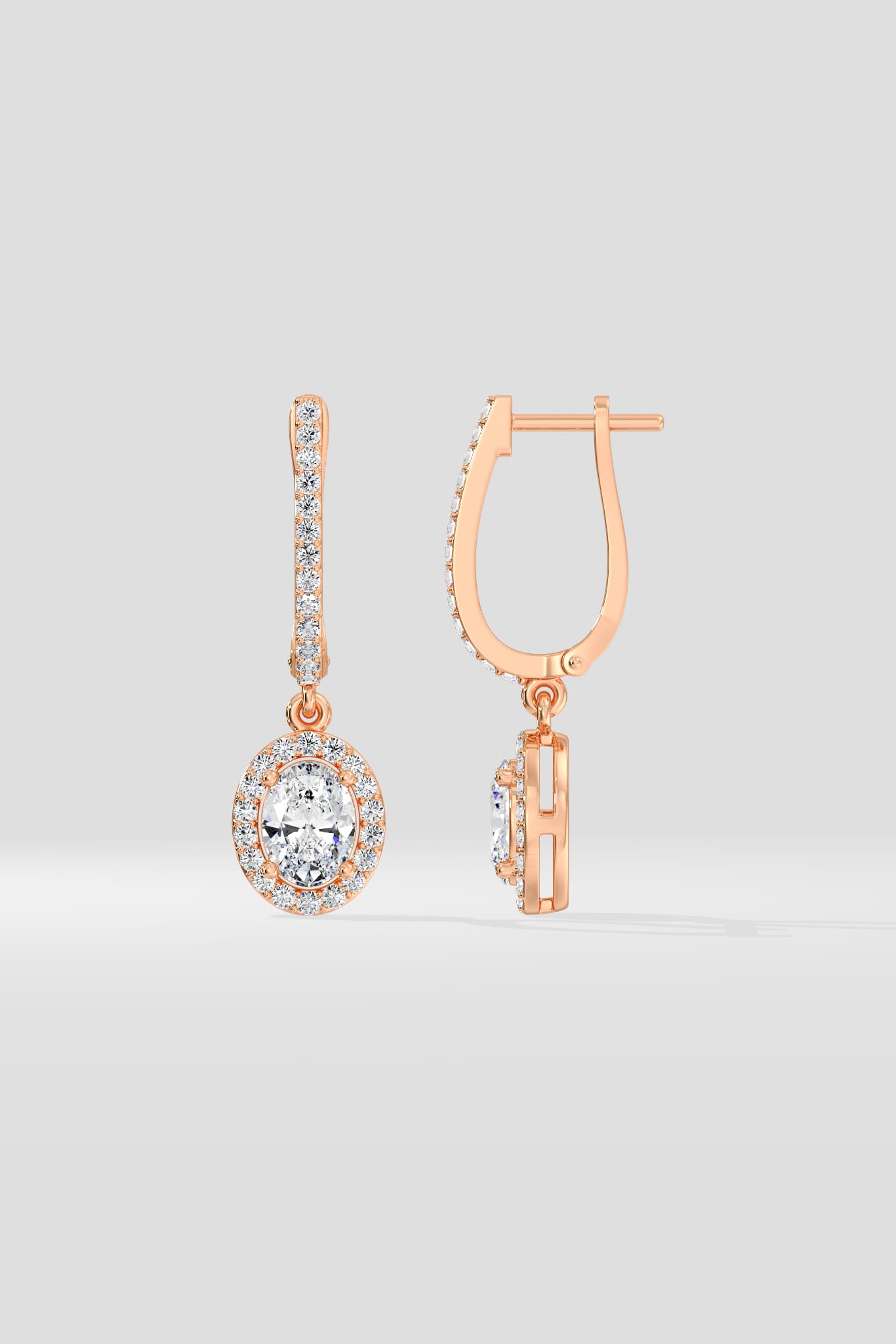 1 Ct Oval Halo Drops - House of Quadri