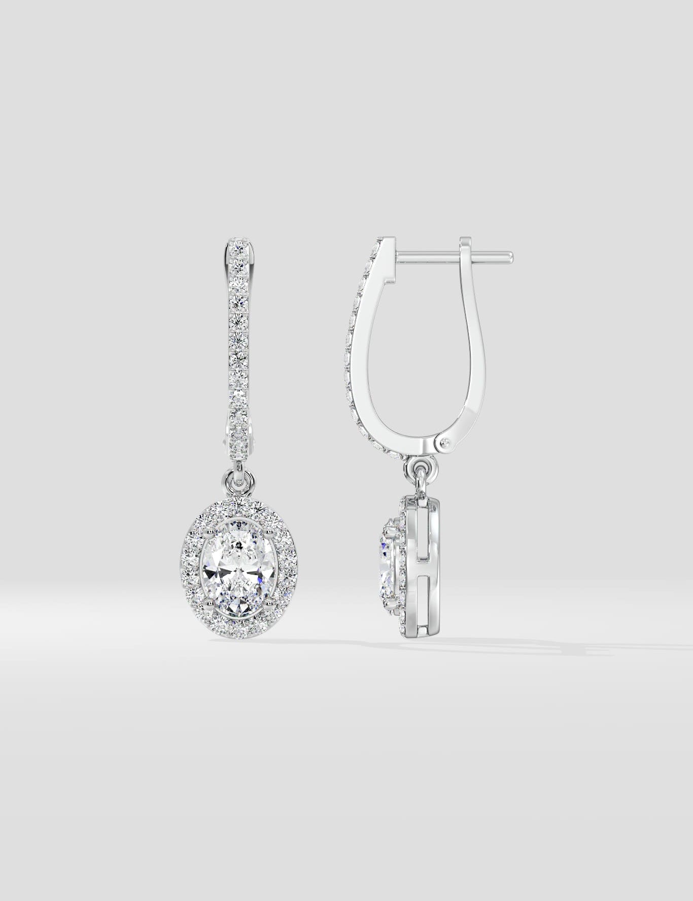 1 Ct Oval Halo Drops - House of Quadri