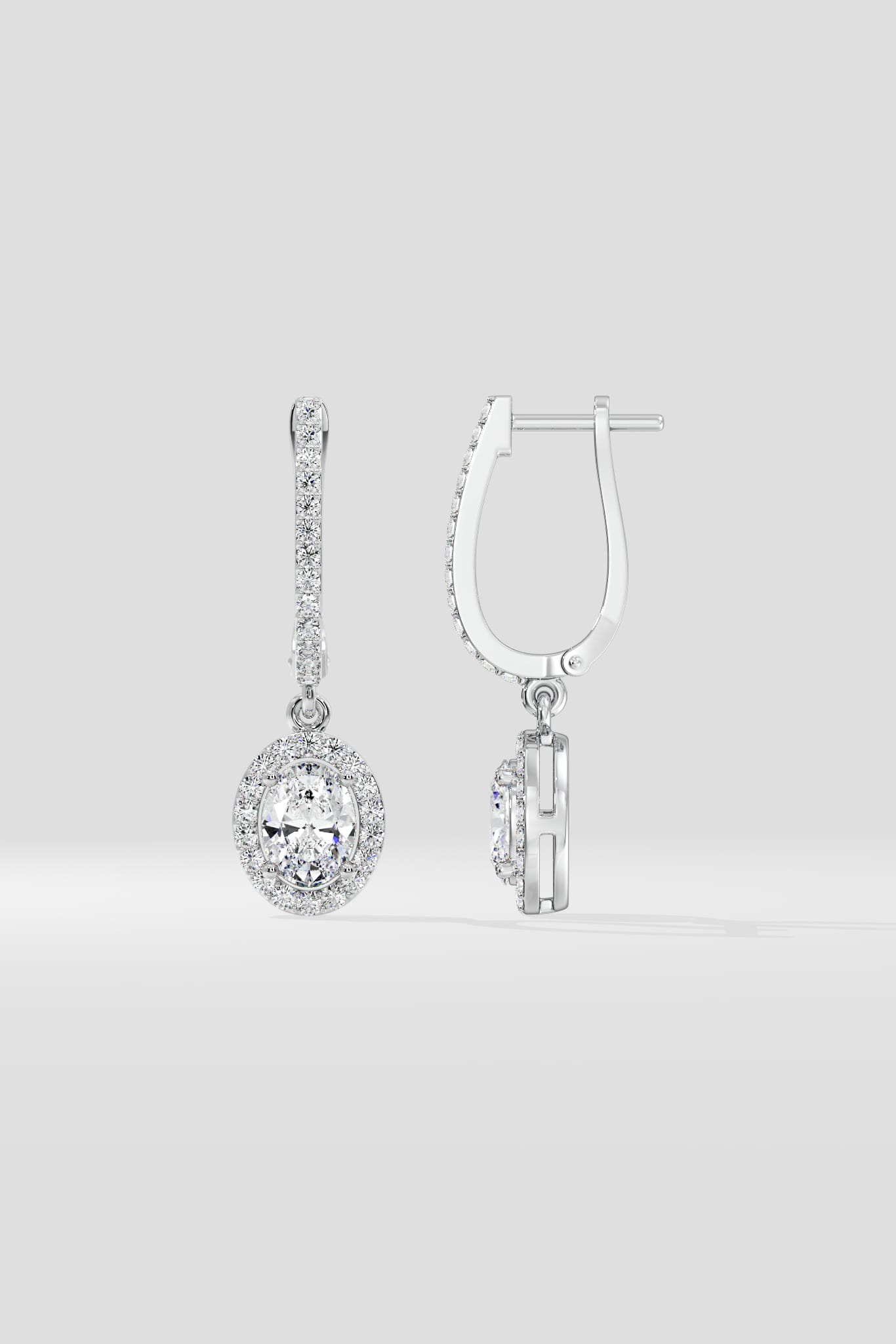 1 Ct Oval Halo Drops - House of Quadri
