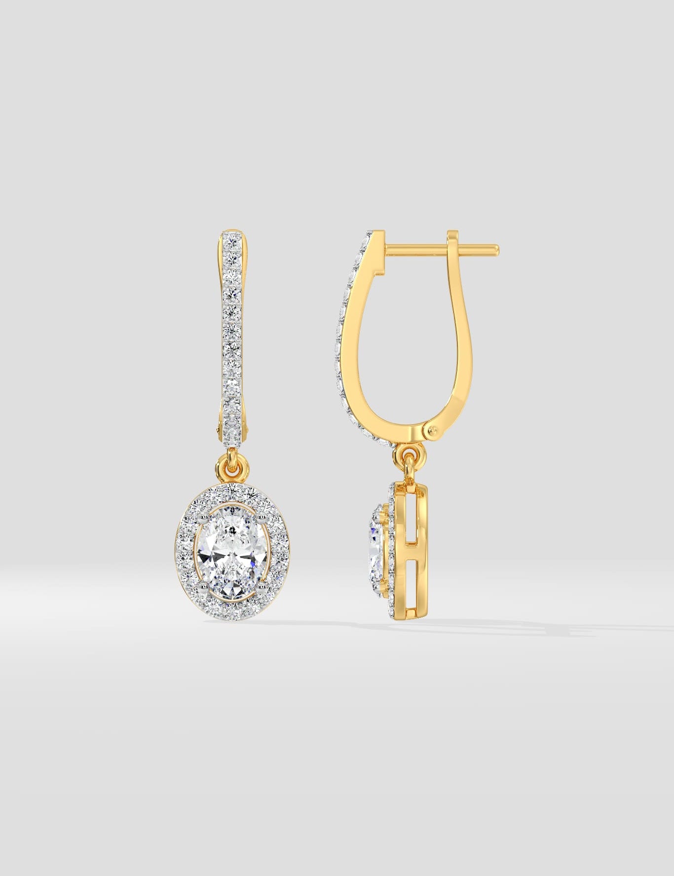 1 Ct Oval Halo Drops - House of Quadri