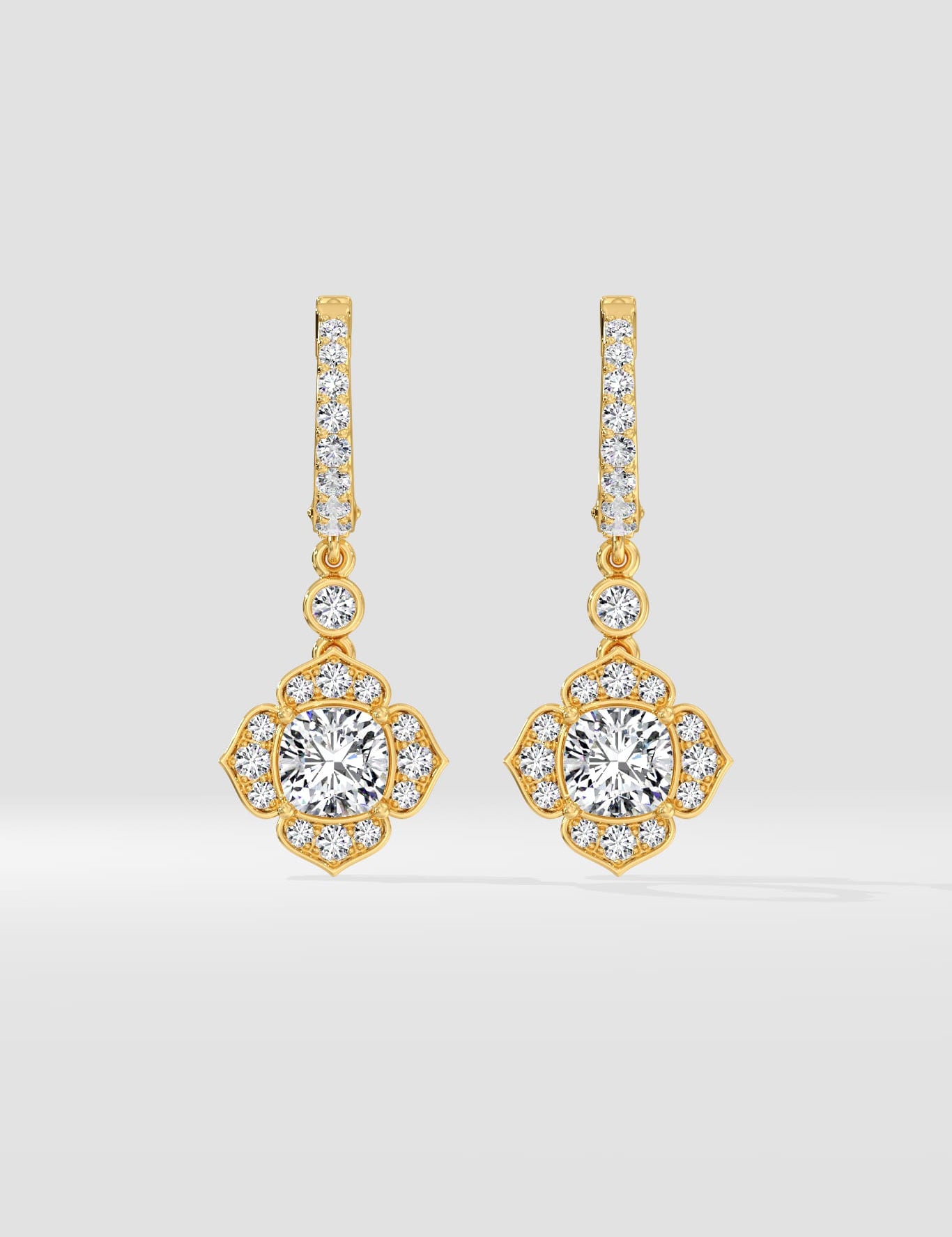 1 Ct Celia Cushion Danglers - House of Quadri
