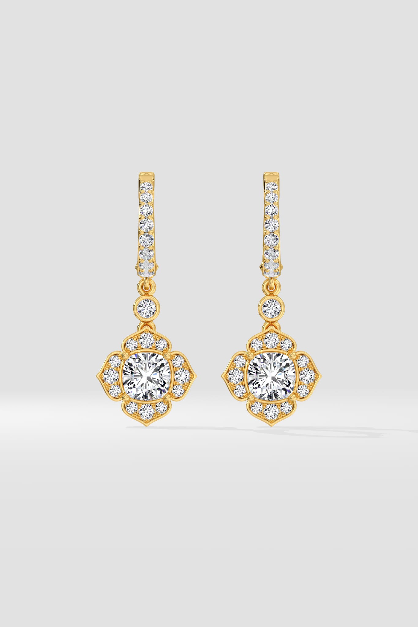 1 Ct Celia Cushion Danglers - House of Quadri