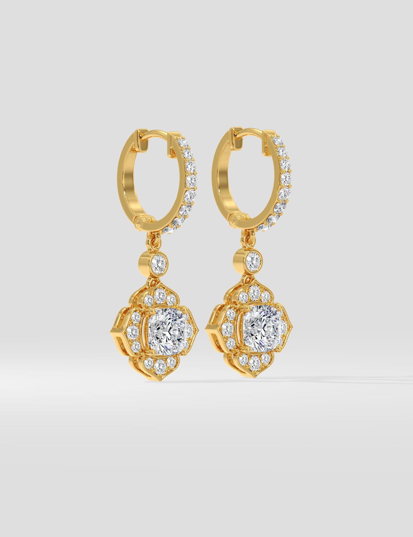 1 Ct Celia Cushion Danglers - House of Quadri