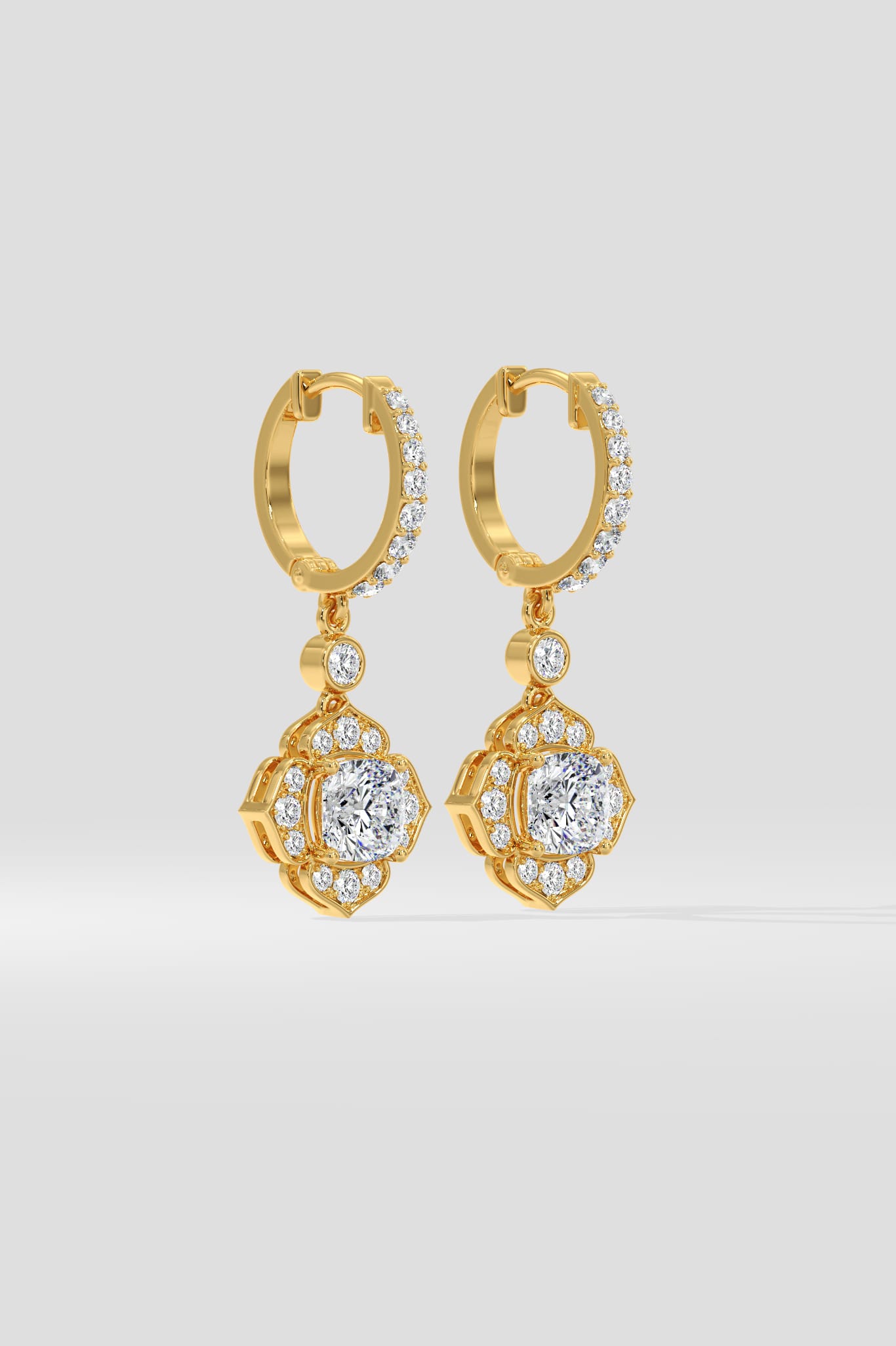 1 Ct Celia Cushion Danglers - House of Quadri
