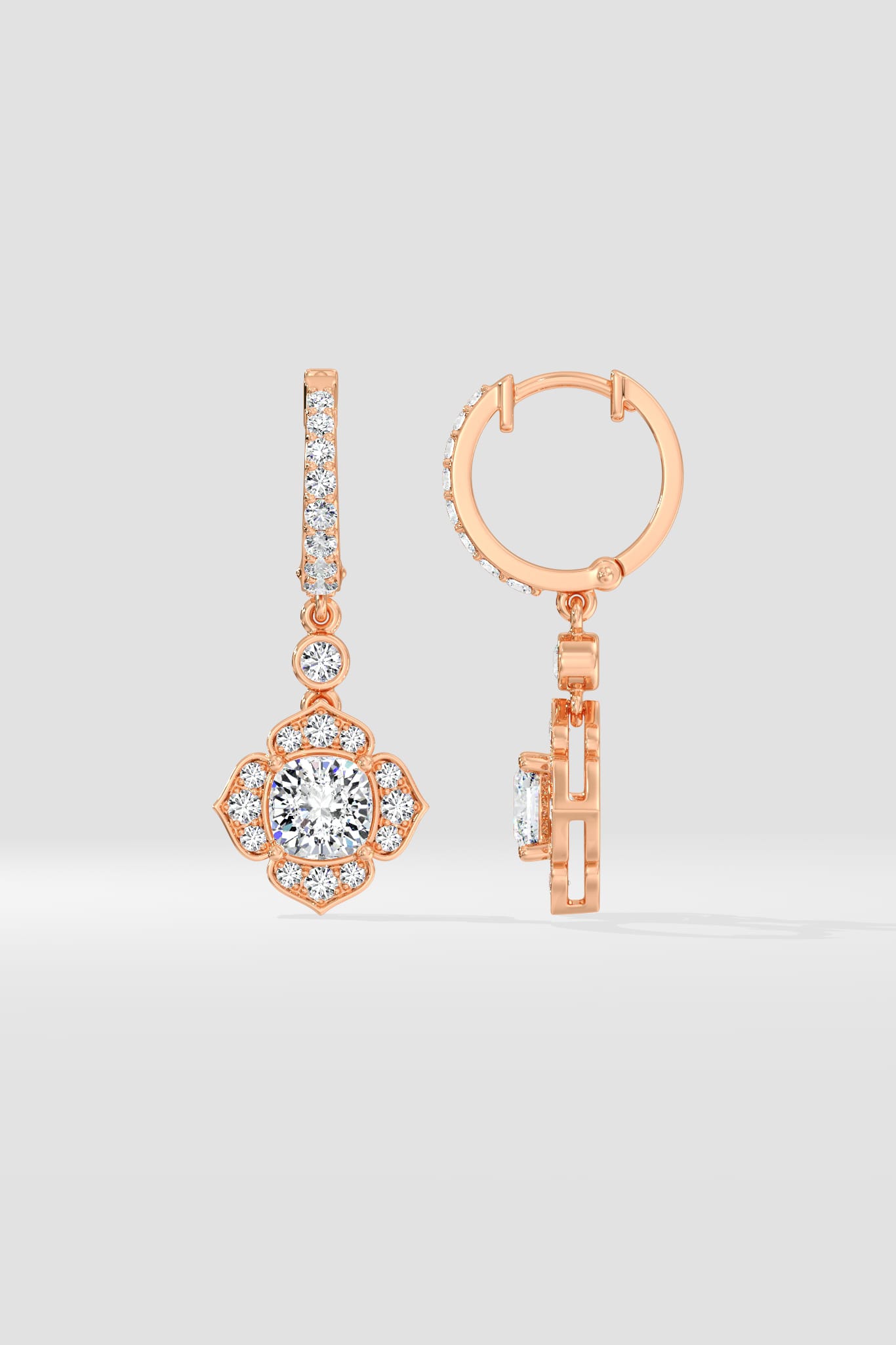 1 Ct Celia Cushion Danglers - House of Quadri