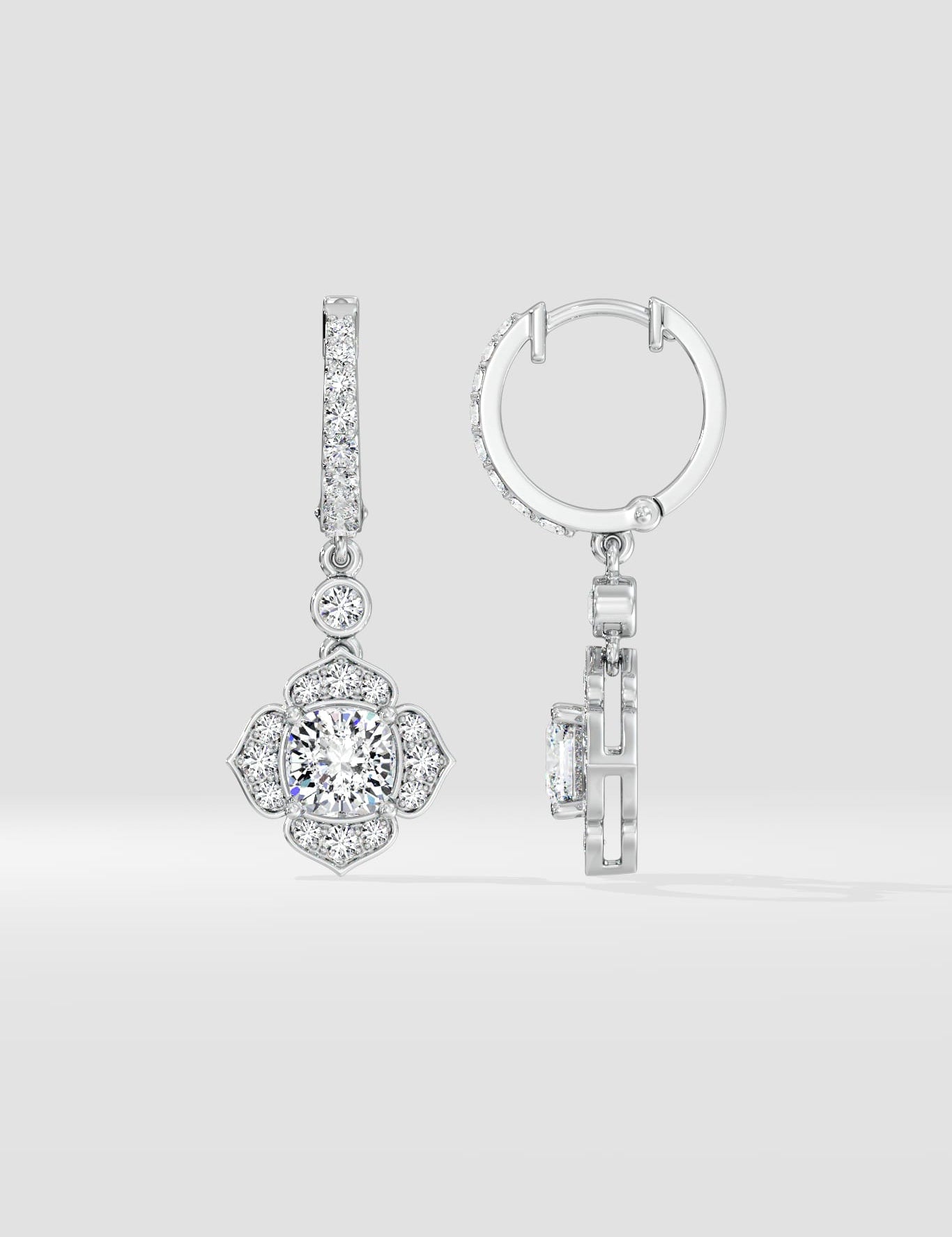 1 Ct Celia Cushion Danglers - House of Quadri