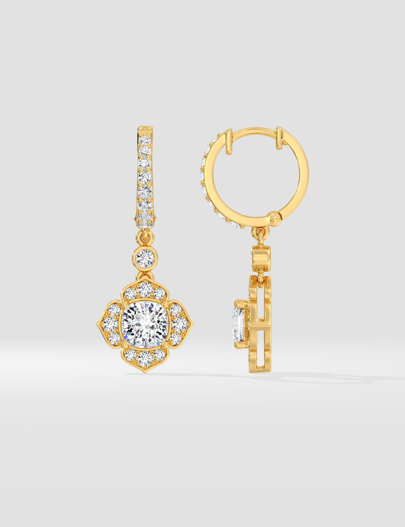 1 Ct Celia Cushion Danglers - House of Quadri