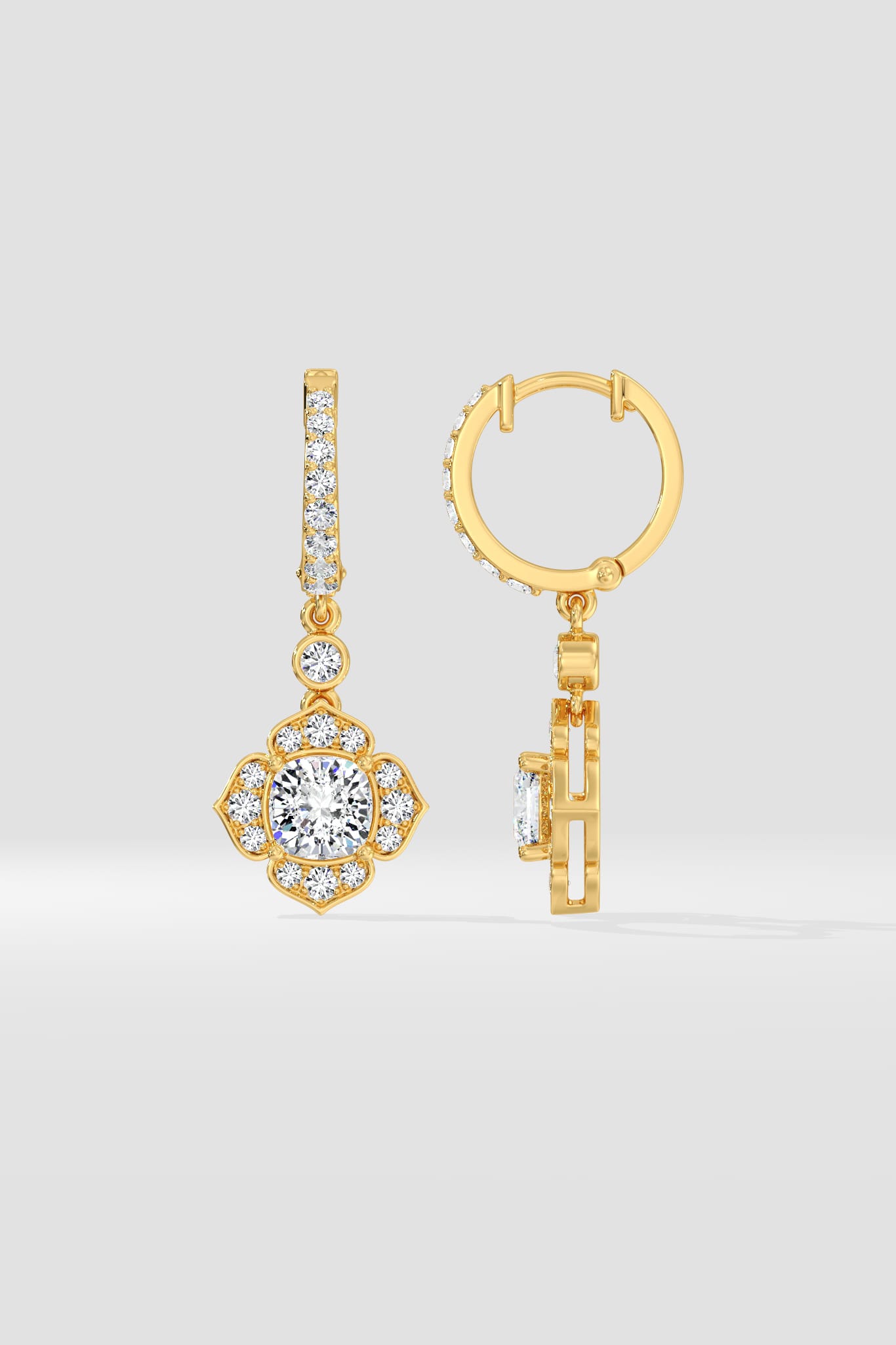 1 Ct Celia Cushion Danglers - House of Quadri