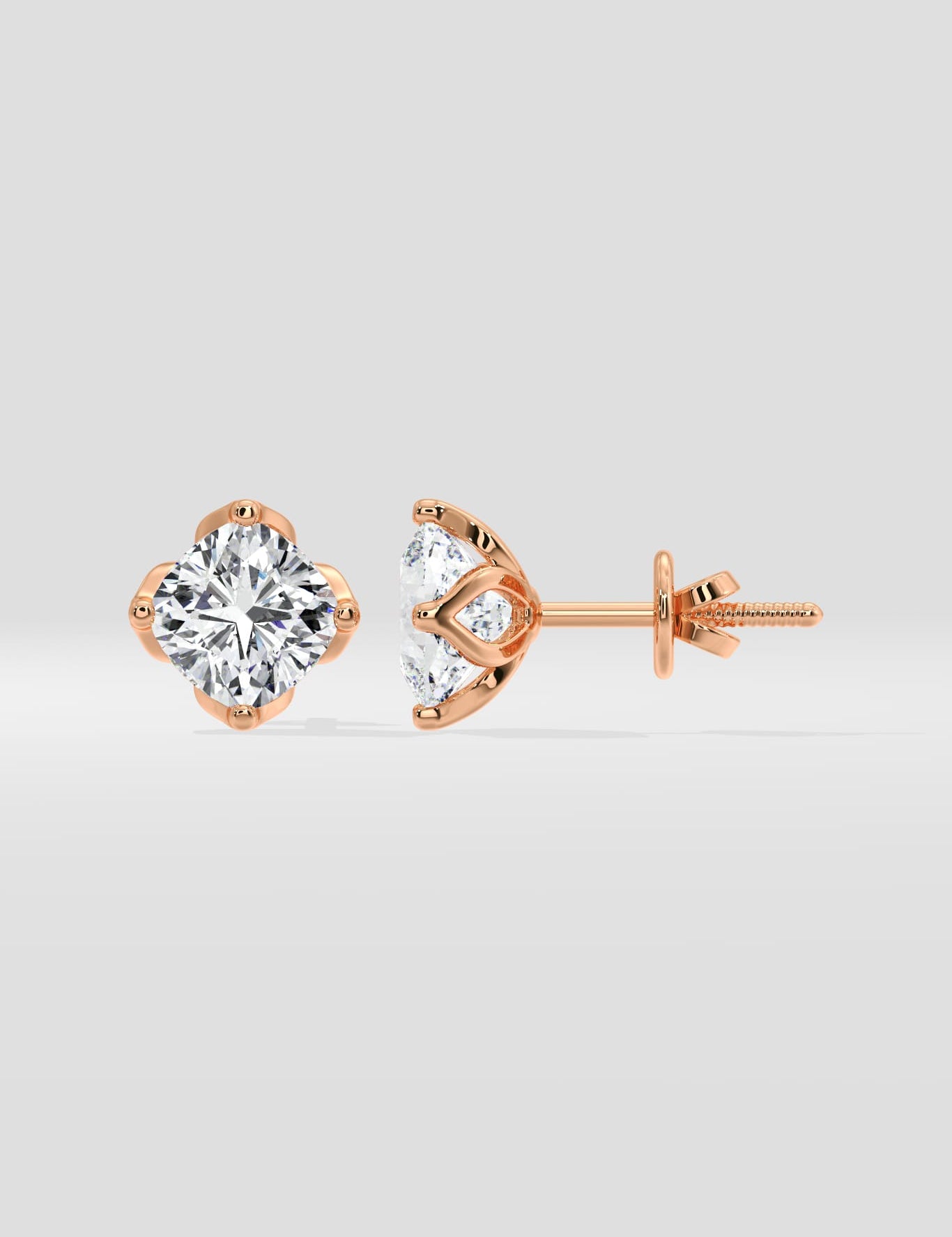 1.5 Ct Cushion Lotus Studs - House of Quadri