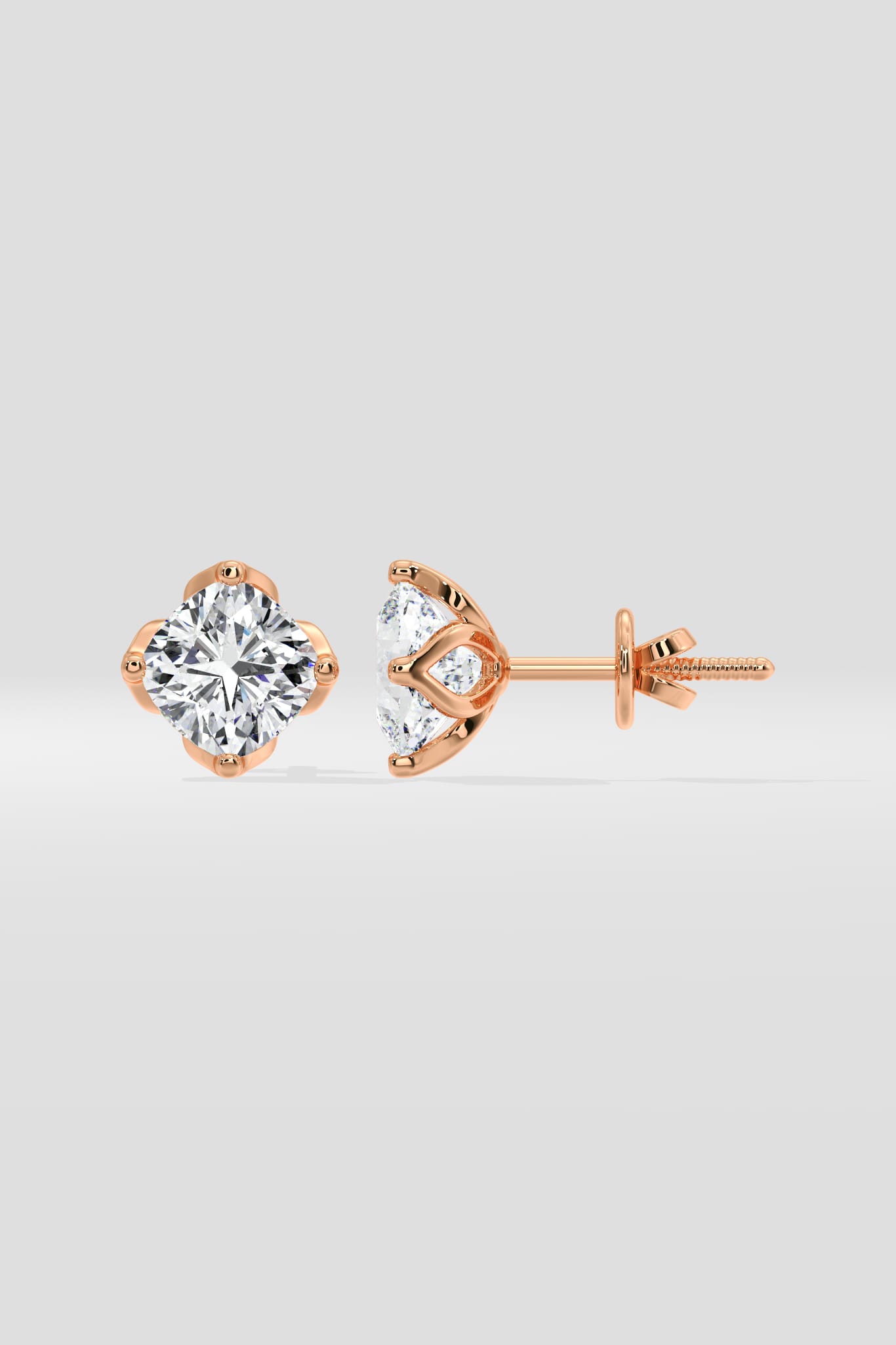 1.5 Ct Cushion Lotus Studs - House of Quadri