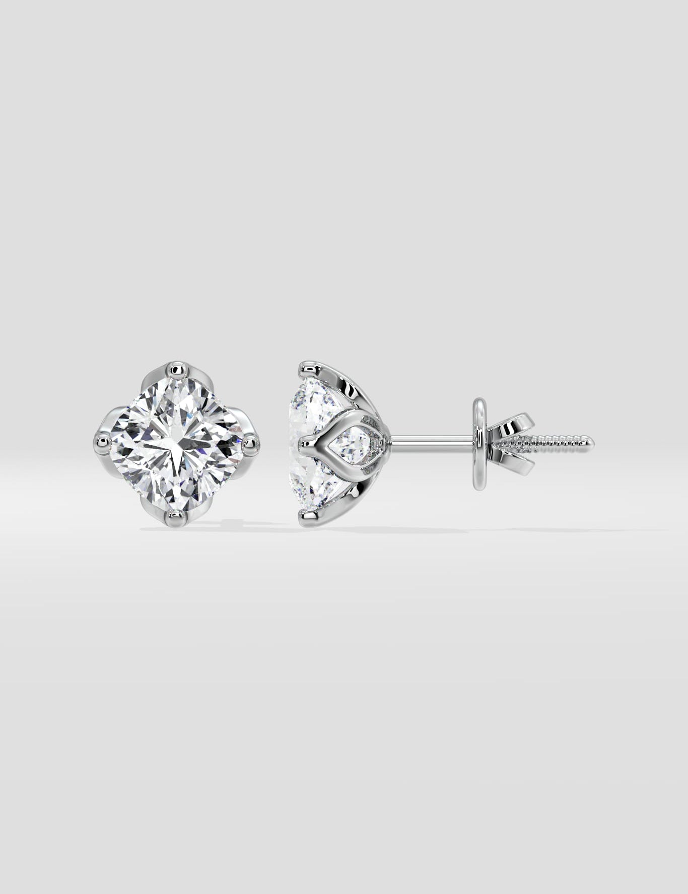 1.5 Ct Cushion Lotus Studs - House of Quadri