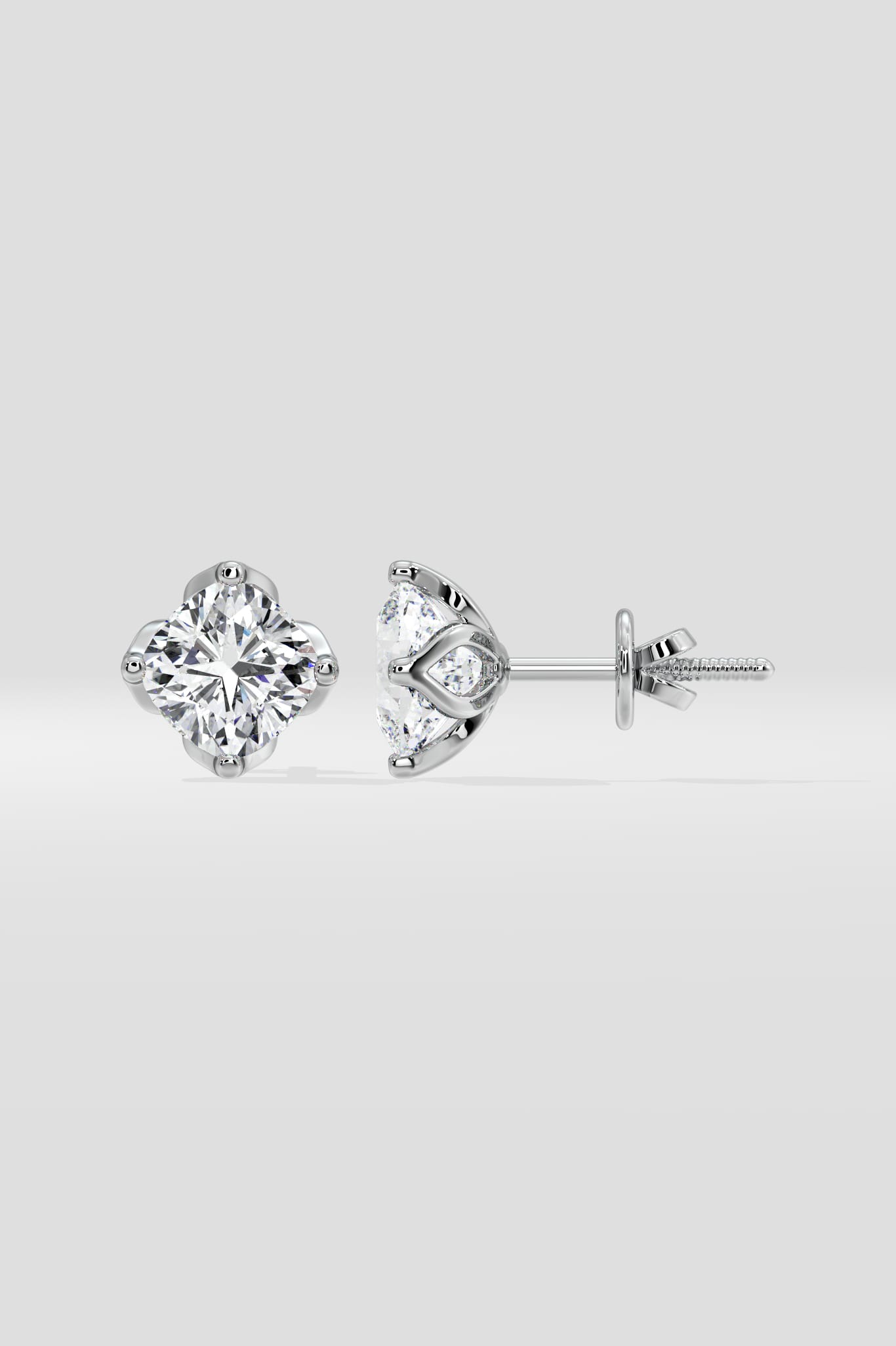 1.5 Ct Cushion Lotus Studs - House of Quadri