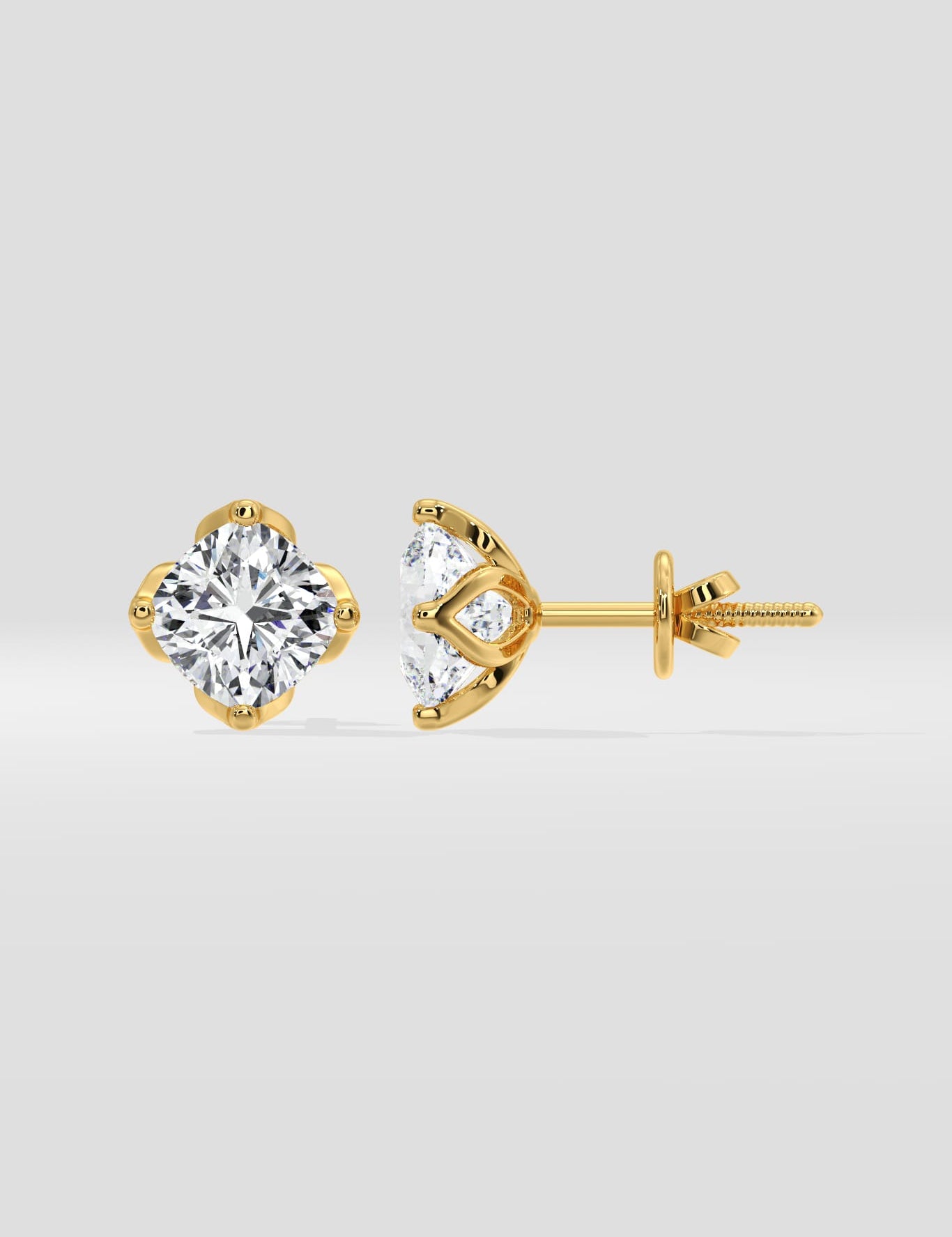 1.5 Ct Cushion Lotus Studs - House of Quadri