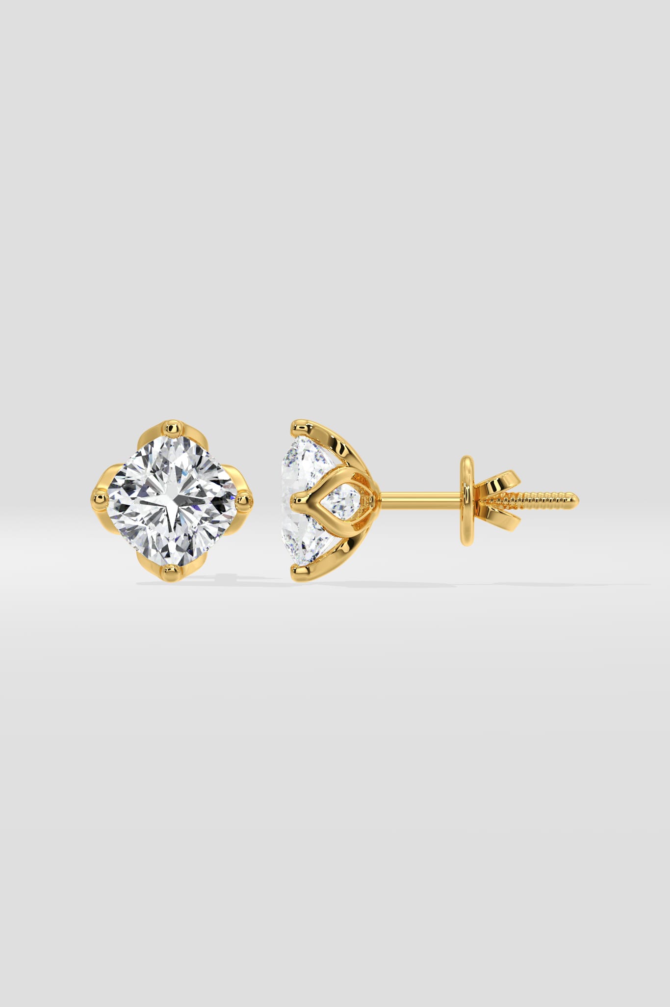 1.5 Ct Cushion Lotus Studs - House of Quadri