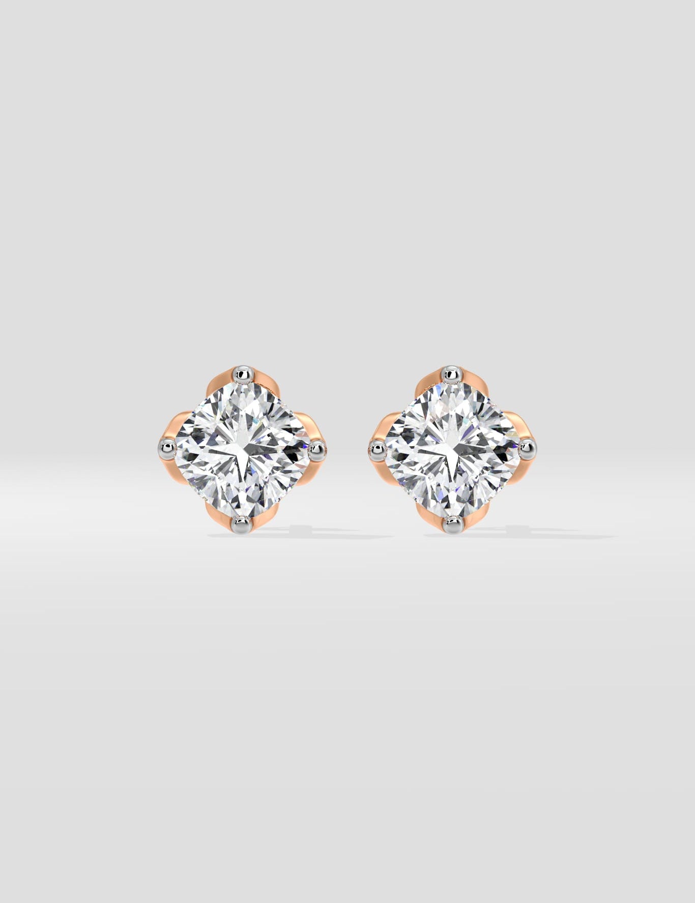 1.5 Ct Cushion Lotus Studs - House of Quadri