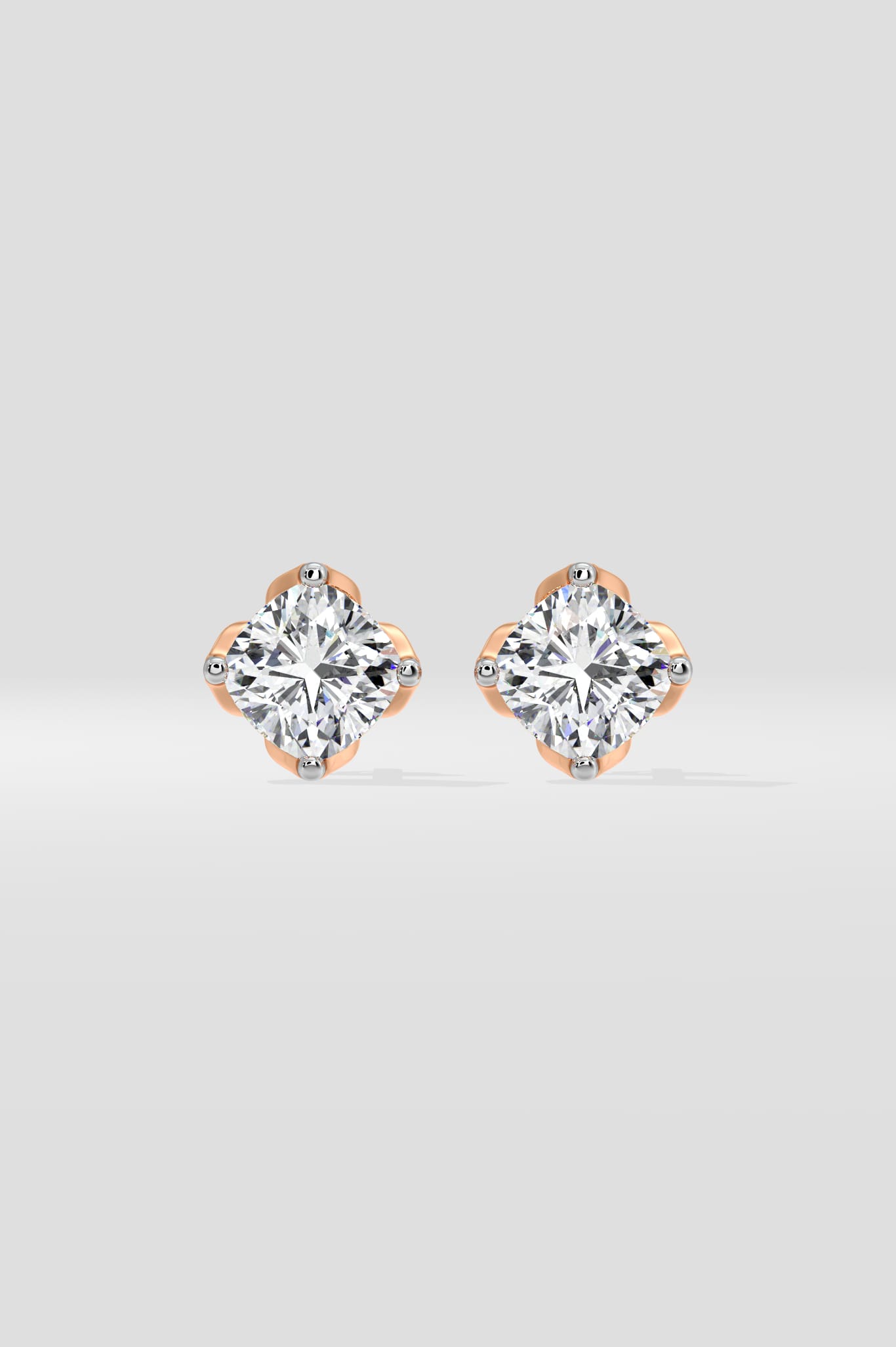 1.5 Ct Cushion Lotus Studs - House of Quadri