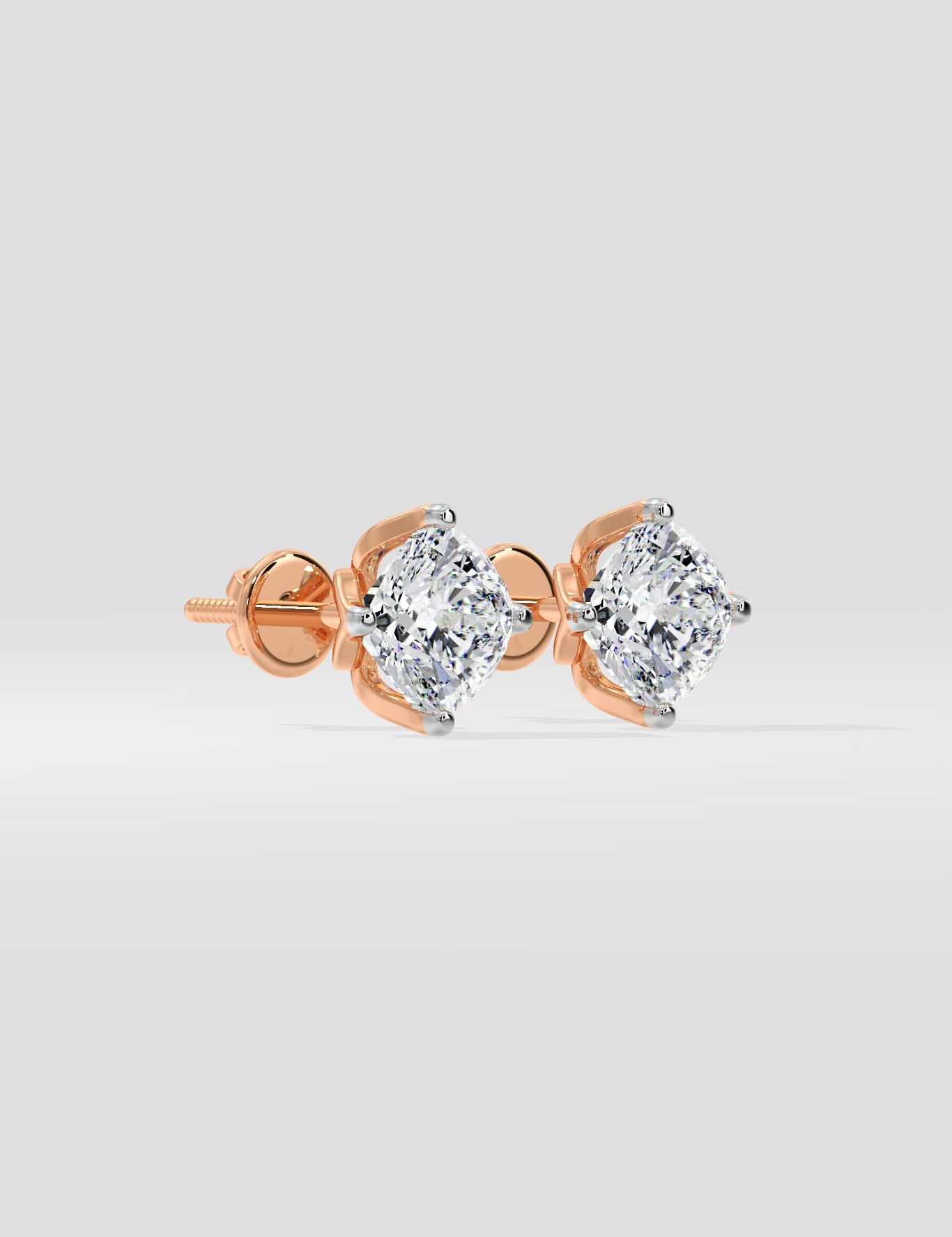 1.5 Ct Cushion Lotus Studs - House of Quadri