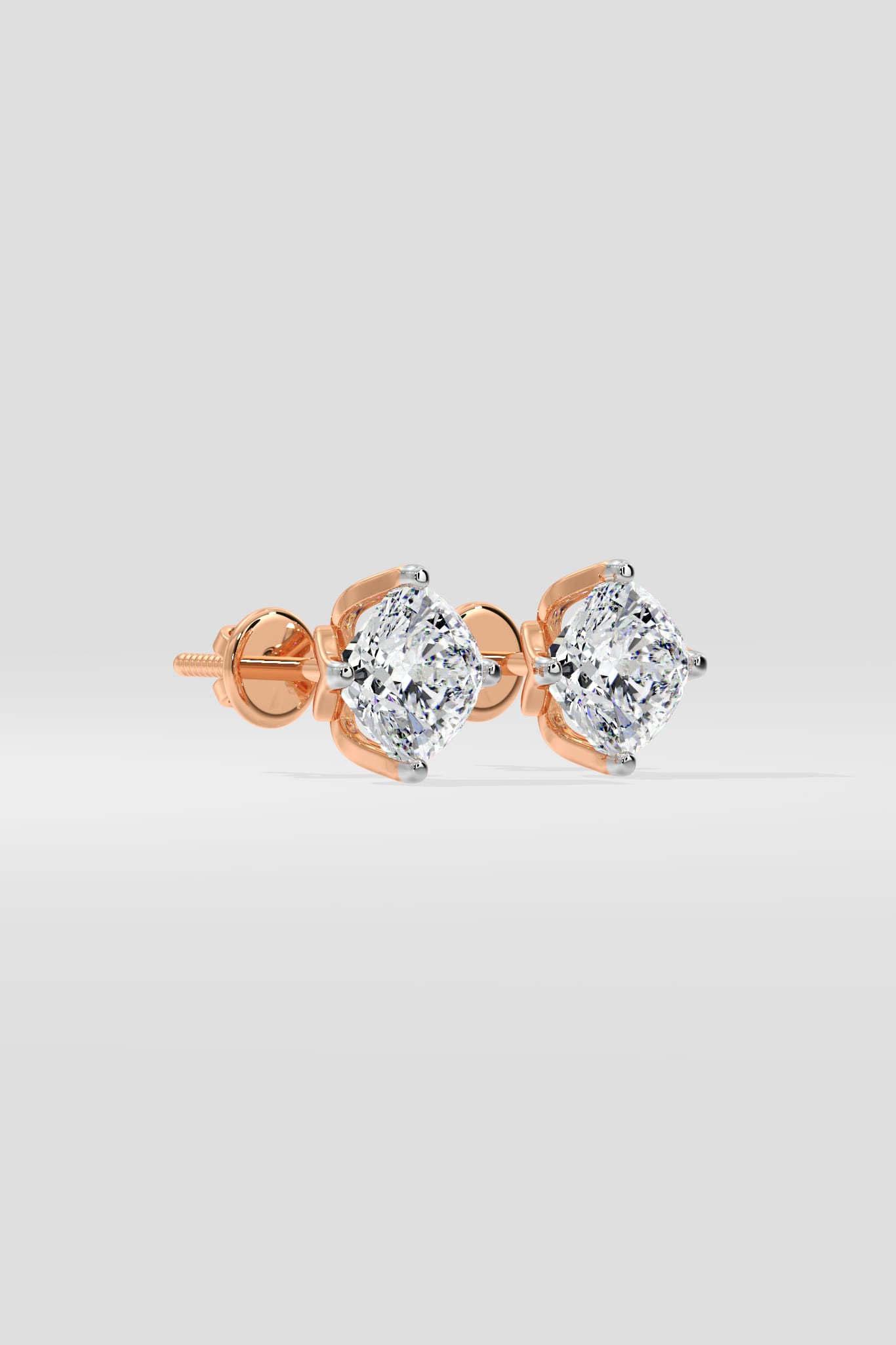 1.5 Ct Cushion Lotus Studs - House of Quadri