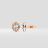 0.5 Ct Oval Halo Studs