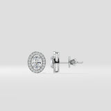 0.5 Ct Oval Halo Studs
