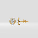 0.5 Ct Oval Halo Studs