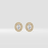 0.5 Ct Oval Halo Studs