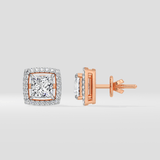 3 Ct Princess Halo Studs - House of Quadri