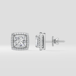 3 Ct Princess Halo Studs - House of Quadri