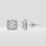 3 Ct Princess Halo Studs - House of Quadri
