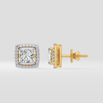 3 Ct Princess Halo Studs - House of Quadri