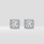 3 Ct Princess Halo Studs - House of Quadri