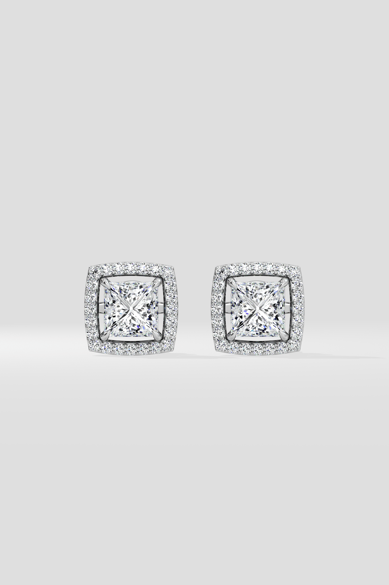 3 Ct Princess Halo Studs - House of Quadri