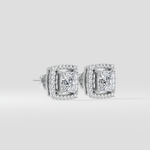 3 Ct Princess Halo Studs - House of Quadri