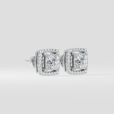 3 Ct Princess Halo Studs - House of Quadri