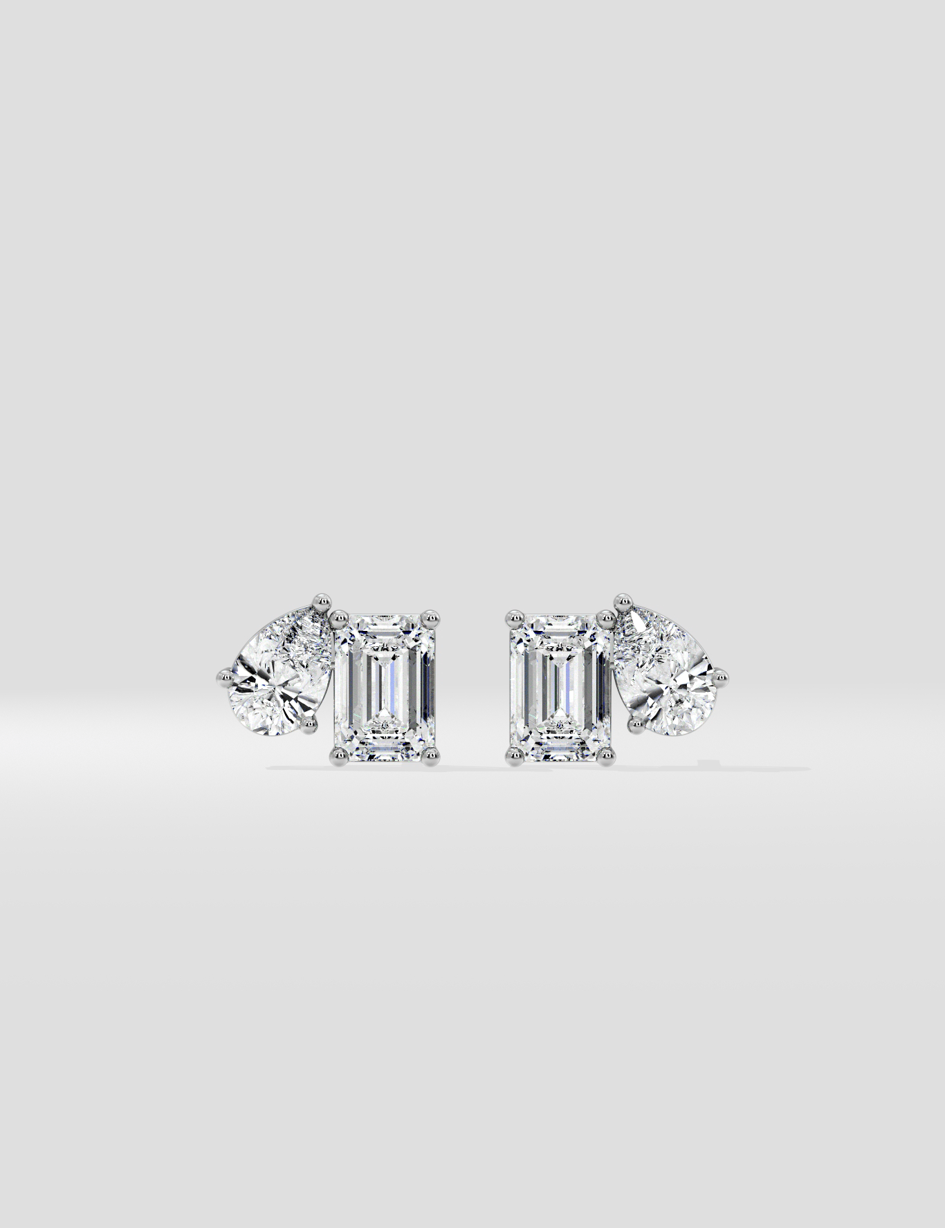 3 Ct Emerald & Pear Duo Studs - House of Quadri