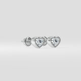 1 Ct Heart Bezel Studs