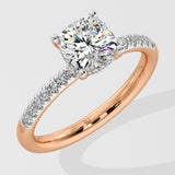 1 ct Cushion Hidden Halo Diamond Ring