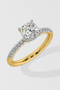 1 ct Cushion Hidden Halo Diamond Ring - House Of Quadri
