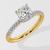 1 ct Cushion Hidden Halo Diamond Ring