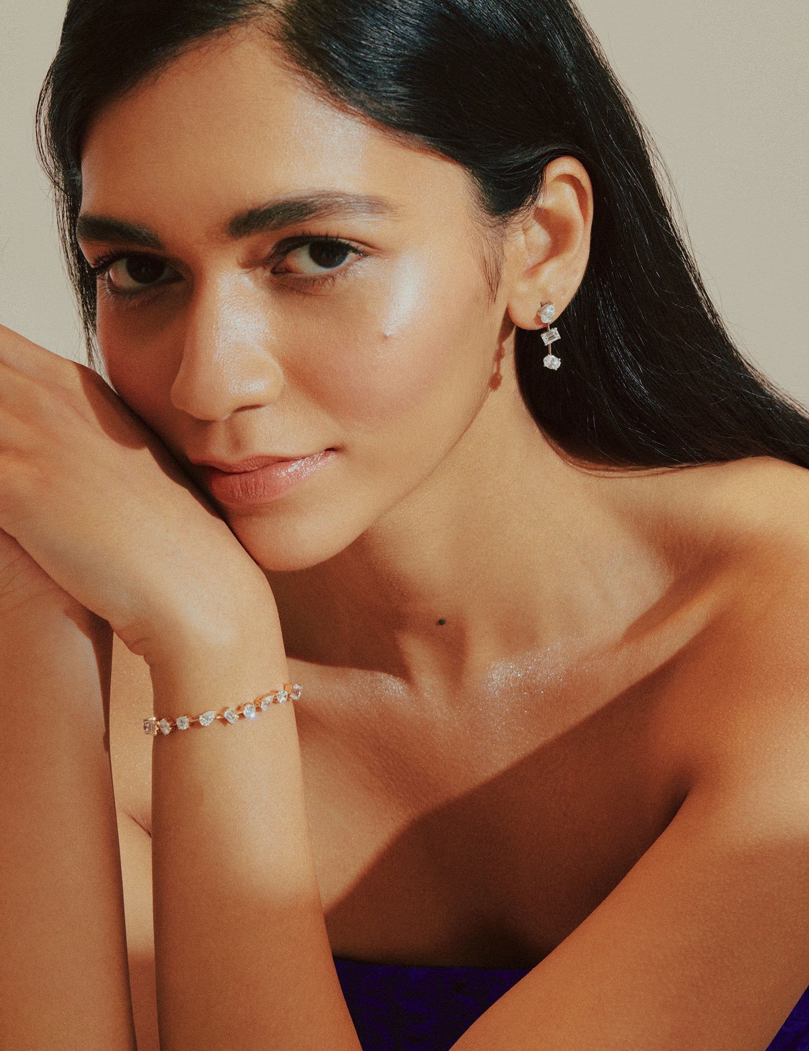 Askew 3 Stone Danglers - House Of Quadri