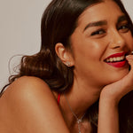 Emra Solitaire Wave Halo Earrings - House Of Quadri