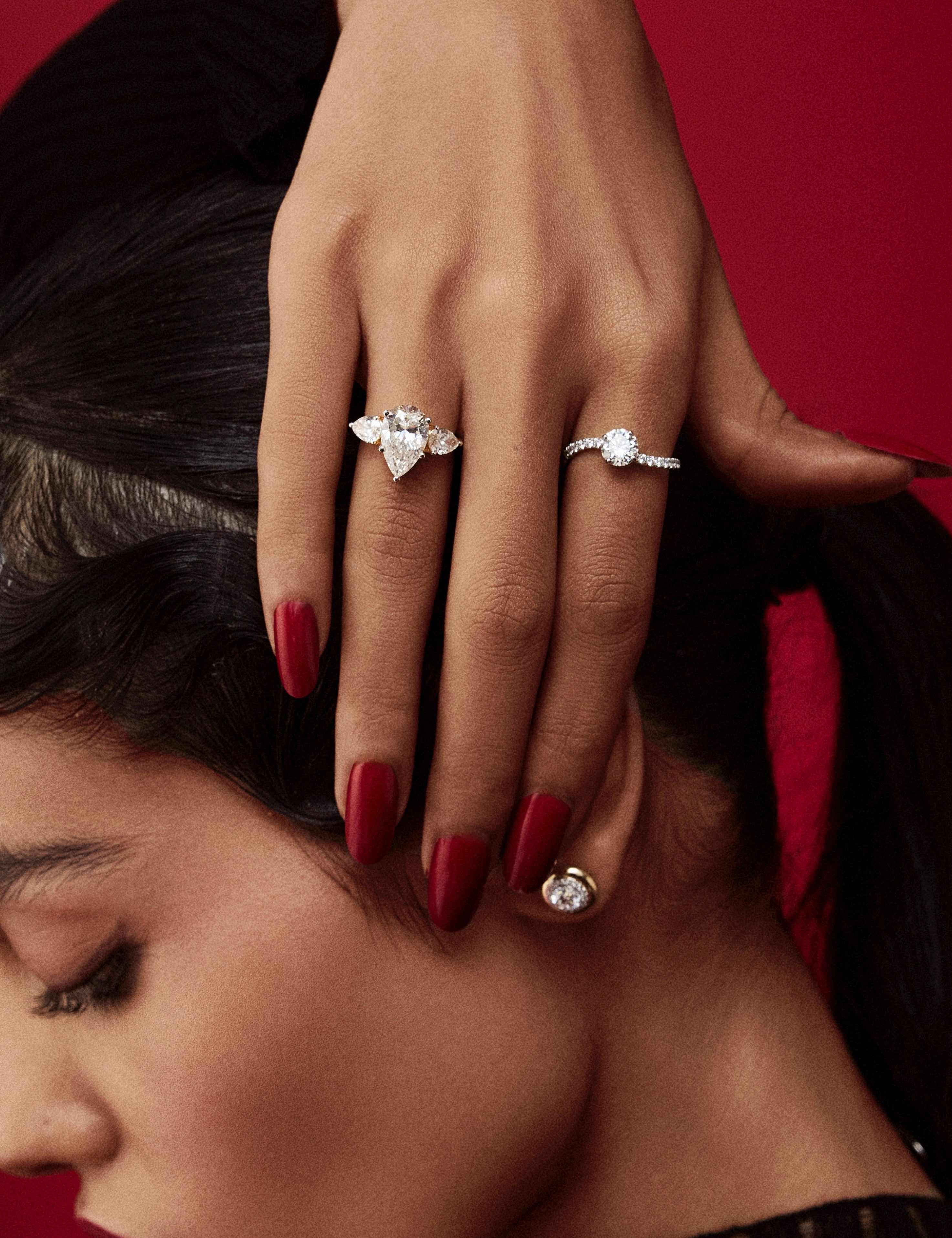 2 ct Pear Three Stone Ring - House Of Quadri