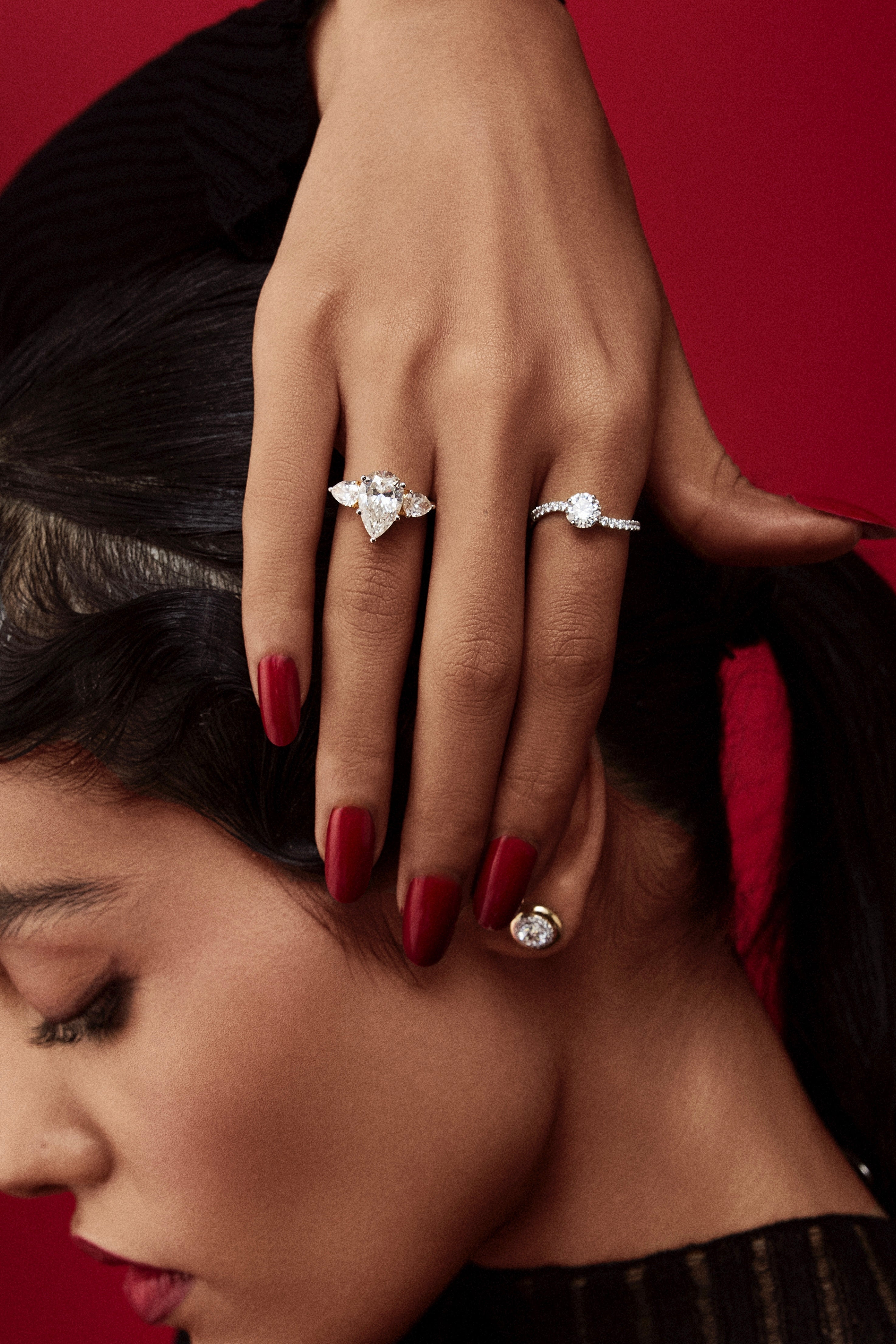 2 ct Pear Three Stone Ring - House Of Quadri