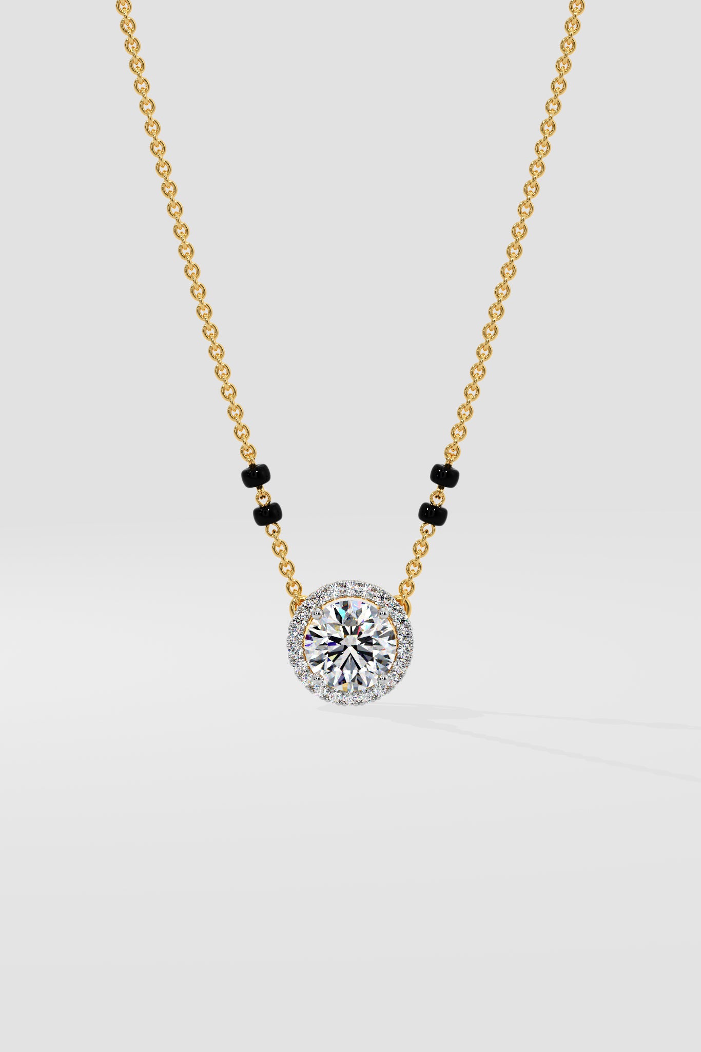 1 ct Solitaire Halo Mangalsutra