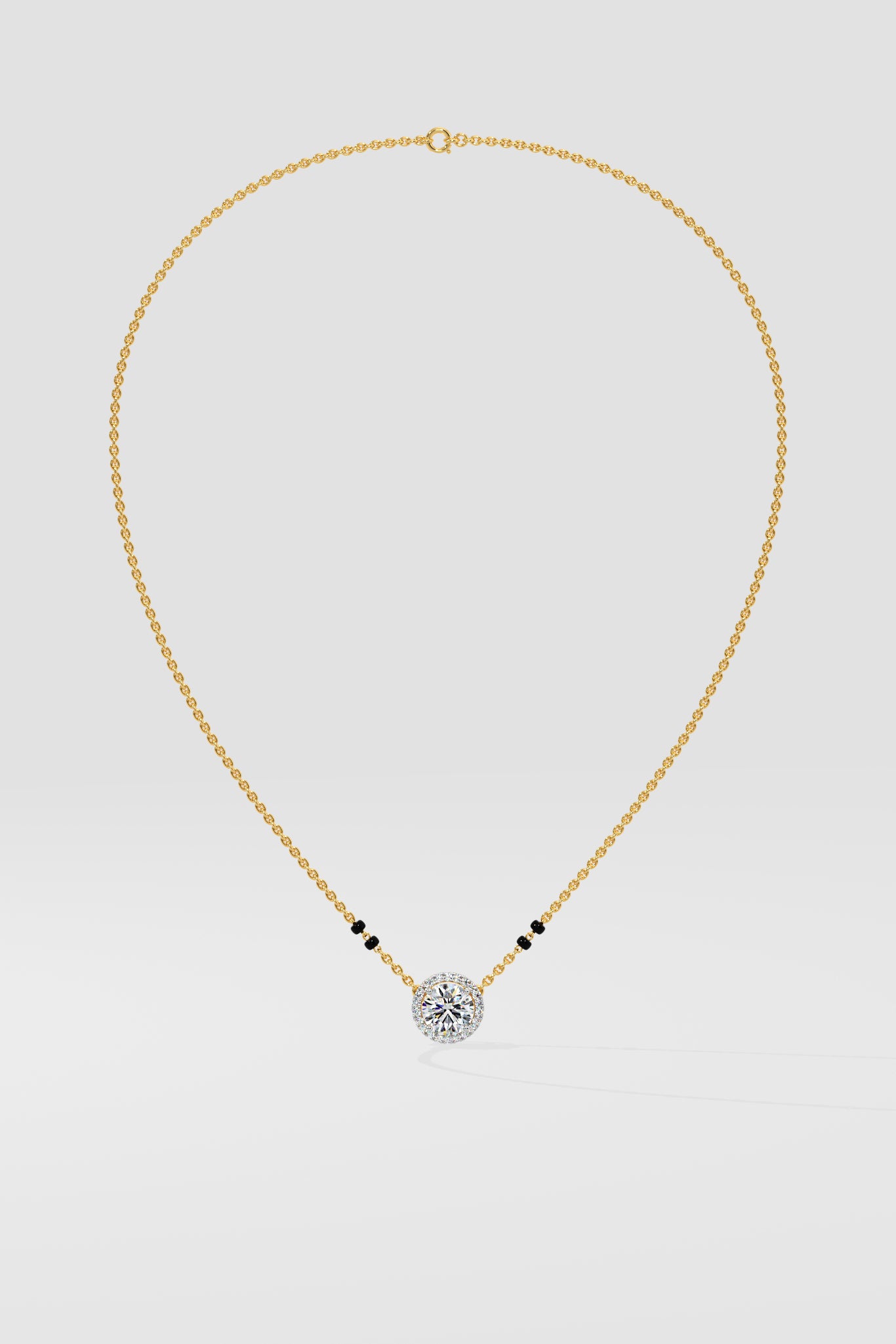 1 ct Solitaire Halo Mangalsutra