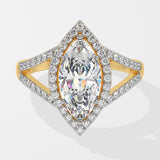 2 ct Marquise Halo Diamond Ring