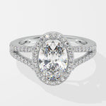 1.5 ct Oval Halo Split Shank Ring - House Of Quadri