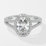 1.5 ct Oval Halo Split Shank Ring - House Of Quadri