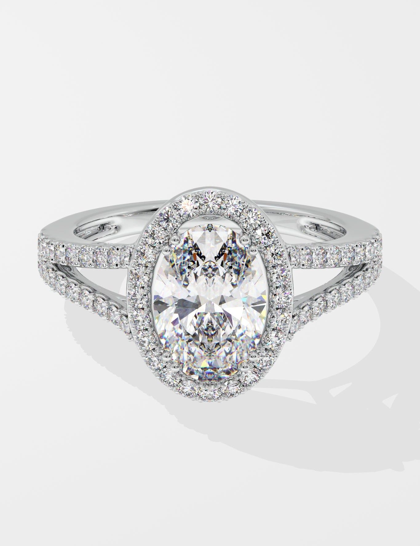 1.5 ct Oval Halo Split Shank Ring - House Of Quadri