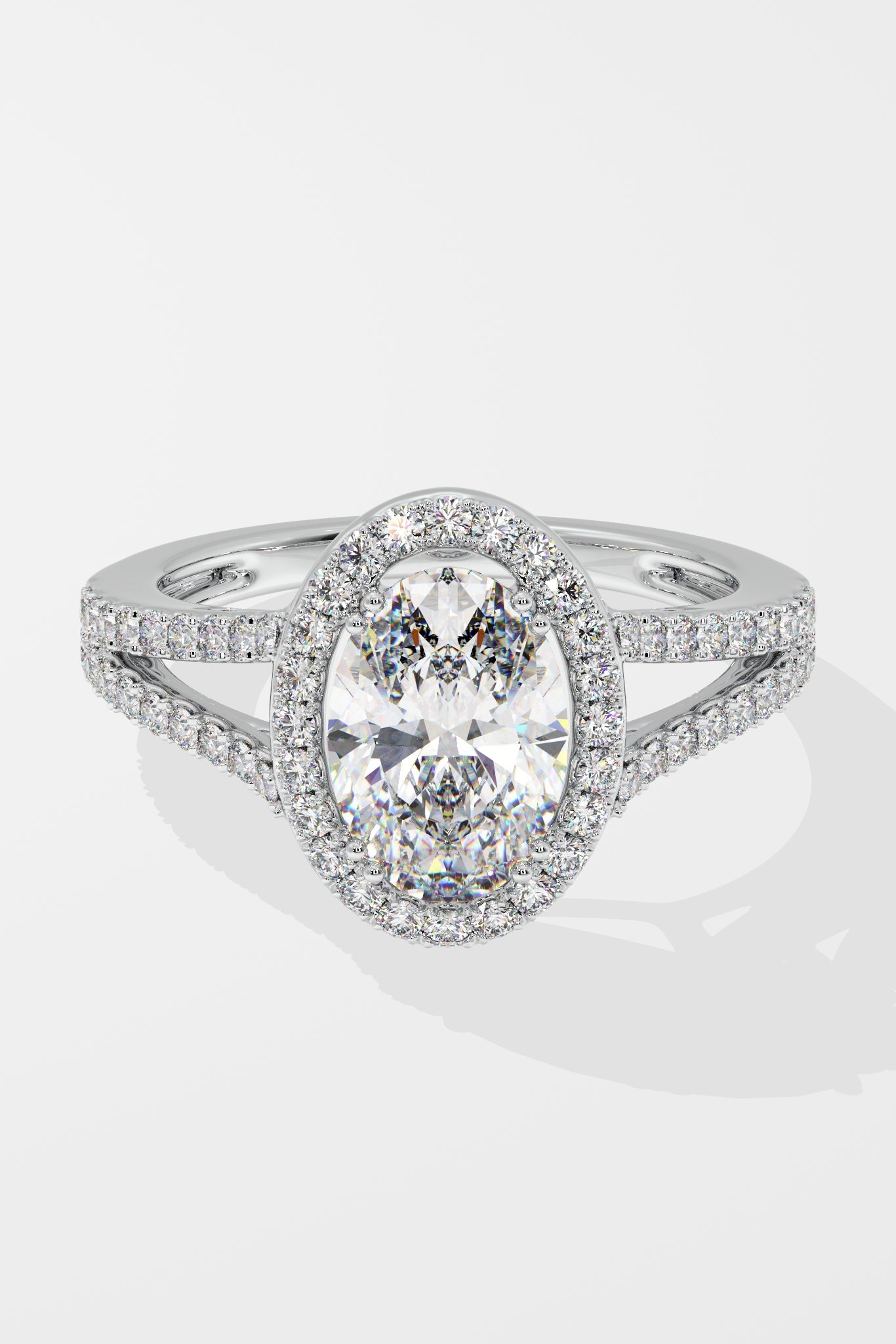 1.5 ct Oval Halo Split Shank Ring - House Of Quadri